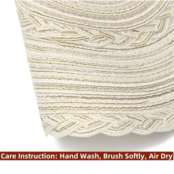 Round Placemats Set of 6 Boho Braided Bordered Placemats 15 inch for Dining Tabl - Picture 7 of 8